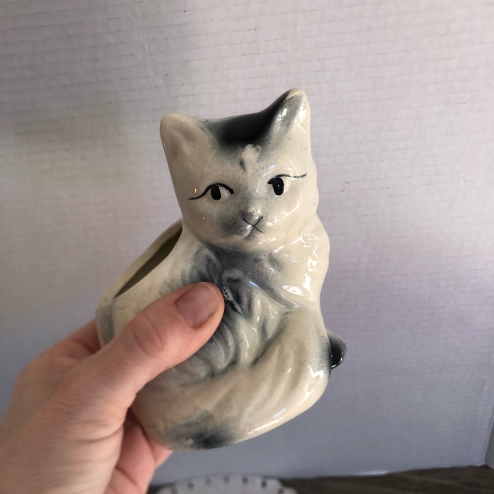 Vtg Ceramic Cat Planter - Picture 13 of 13